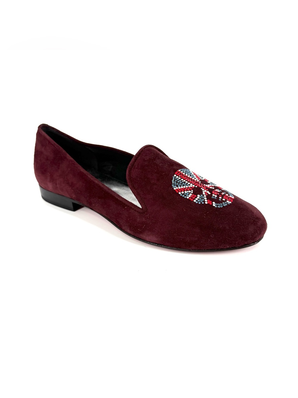 Kardinale by Fernando Pensato Loafers Womens Size 8.5 Burgundy Union Jack Skull